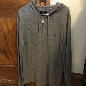 All Saints Large 100% Merino zip-up hoodie